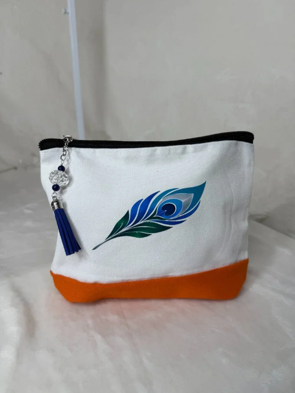 Peacock Feather Tote Bag Set with Matching Pouch & Pen